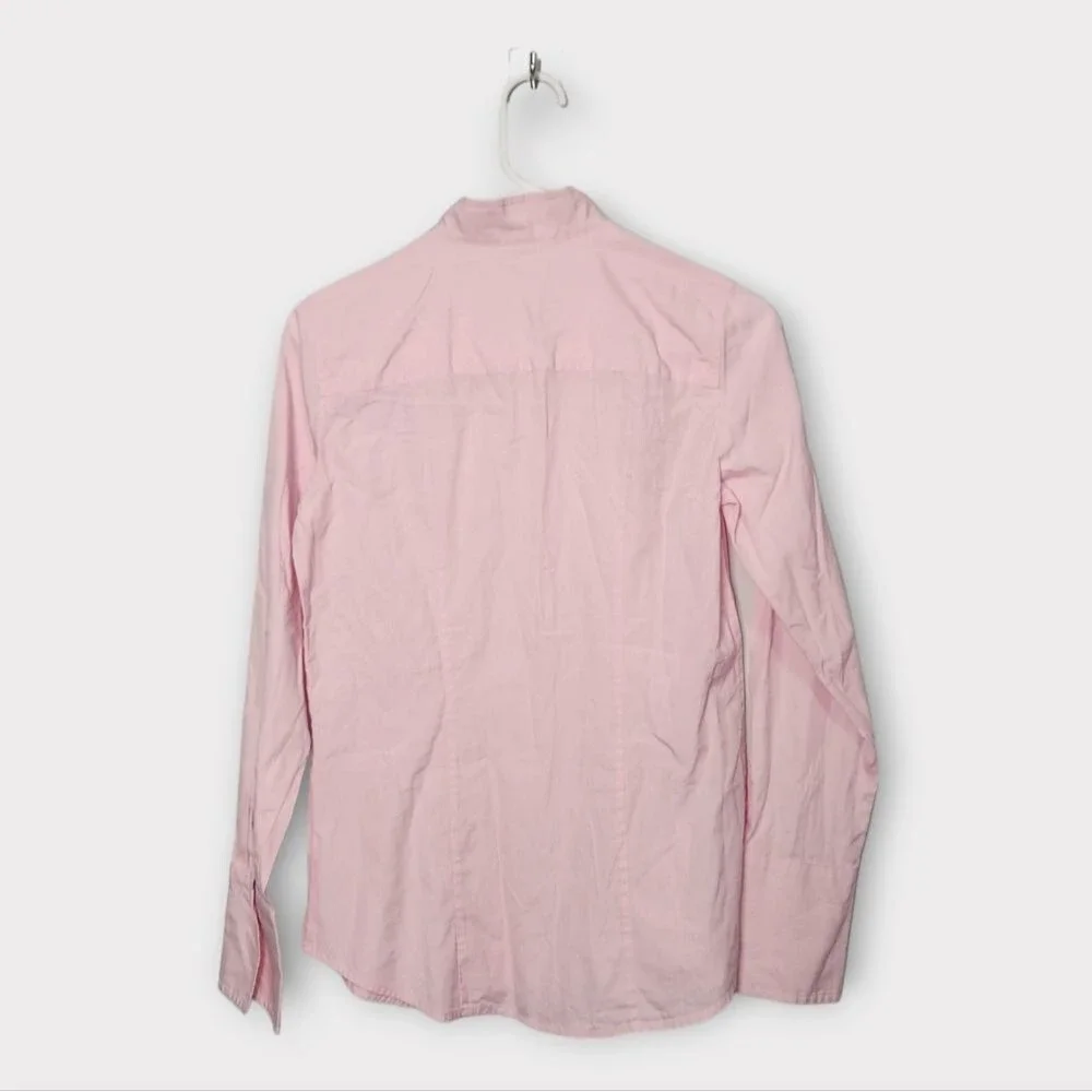J. Crew Long Sleeve Tuxedo Pleated Button Front Blouse 0